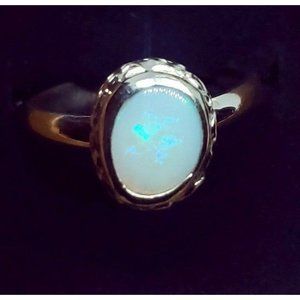 Sterling silver and Australian Opal crystal ring handmade floral design